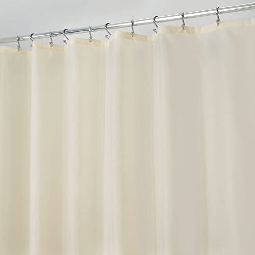 Book Cover mDesign Extra Wide Heavy Duty Flat Weave Fabric Shower Curtain, Liner - Weighted Bottom Hem - for Shower and Bathtub - 72