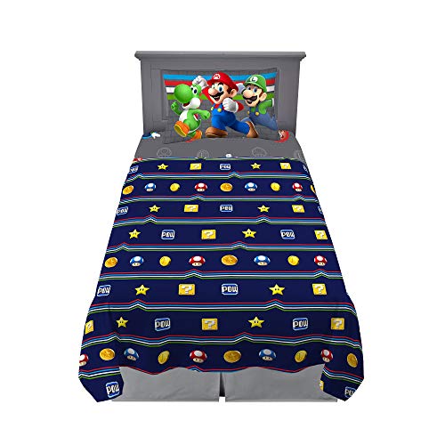 Book Cover Franco Kids Bedding Super Soft Sheet Set, 3 Piece Twin Size, Nintendo Mario