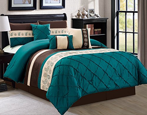 Luxury 7 Piece Bed in Bag Comforter Set (Queen, Green)