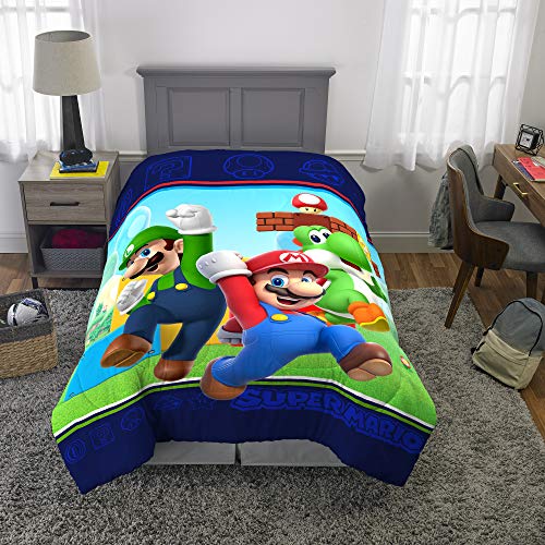 Franco Kids Bedding Soft Comforter, Twin Size 64" x 86", Super Mario