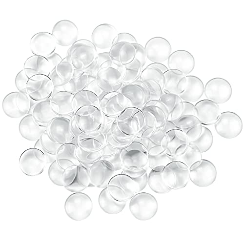 Acmer 100 Pieces Transparent Glass cabochons, Clear Glass Dome cabochon, Non-calibrated Round 1 inch/25mm for Photo Pendant Craft Jewelry Making