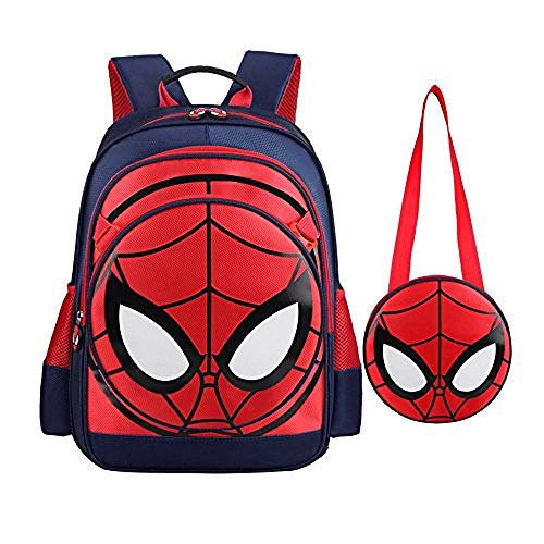 Book Cover SUNBABY Boys' Backpack Spiderman Fans Gift Waterproof Comic School Bag with Lunch Kit (Spiderman-Dark Blue, One Size)