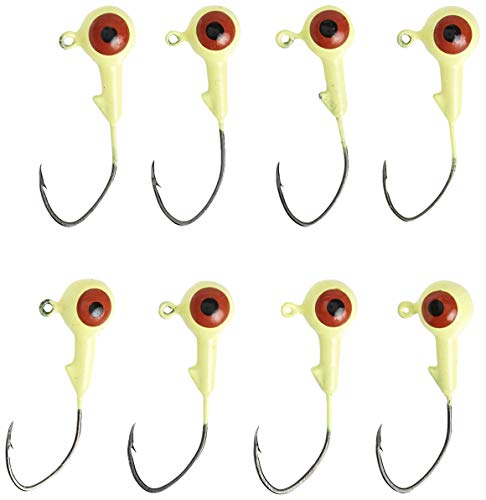 Strike King Lures Mr. Crappie Jig Head with Lazer Sharp Eagle Claw Hook, Freshwater 1/32 Oz, #2 Hook, Chartreuse, Package of 8