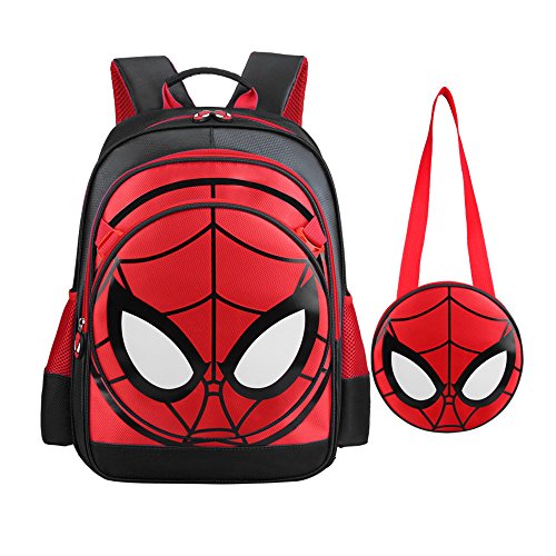 Book Cover SUNBABY Boys' Backpack Spiderman Fans Gift Waterproof Comic School Bag With Lunch Kit (Spiderman-black, One_Size)