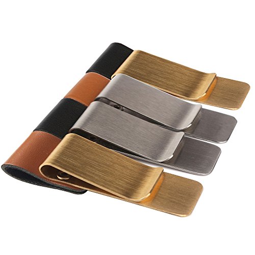 Toosunny 4 Pack Pen Loop Traveler Notebook PU Leather Pen Holder with Stainless Steel Clip