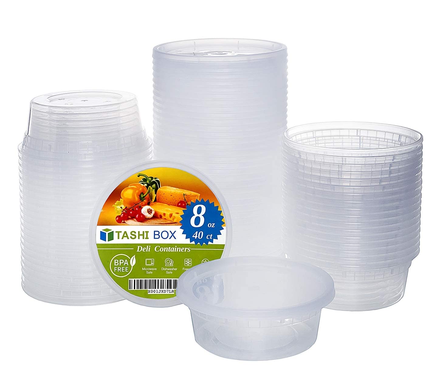 Book Cover [TashiBox] 8 oz food storage deli containers with lids - 40 sets