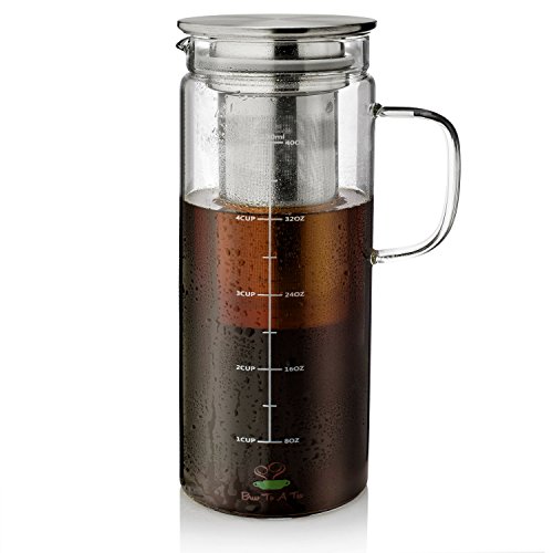 BTaT- Cold Brew Coffee Maker, 1.5 Quart,48 oz Iced Coffee Maker, Iced Tea Maker, Airtight Cold Brew Pitcher, Coffee Accessories, Cold Brew System, Cold Tea Brewing, Coffee Gift