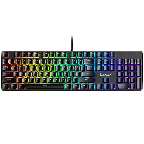 Redragon K555 Mechanical Gaming Keyboard with Blue Switches, Macro Recording, Wrist Rest, Full Size, Indrah, for Windows PC Gamer (RGB LED Backlit)