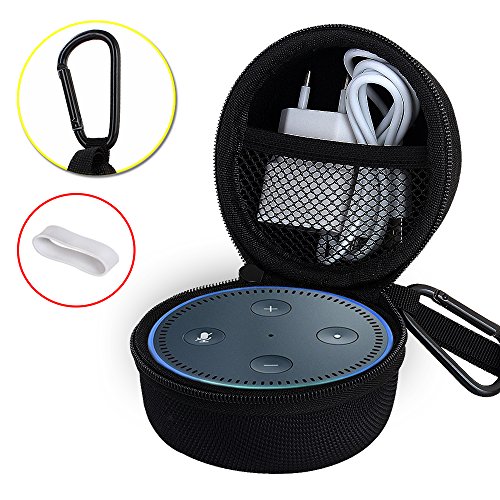 Book Cover zhenrong Hard EVA Portable Carrying Travel Bag Protective Case Cover with Buckle and Wrist Strap for Amazon Echo Dot 1st, 2nd Generation - Black