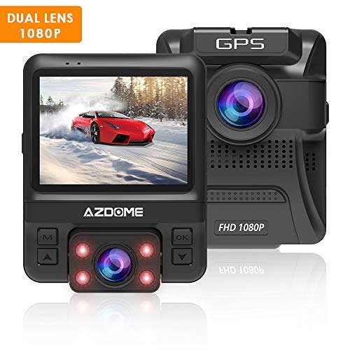 AZDOME 1080P Dash Cam with 2.4" 6-Lane Dual Lens 170¡ã Wide-Angle Lens, Dashboard Camera Recorder with G-Sensor, Loop Recording, Night Vision, Parking Guard for Uber LYFT(with GPS)