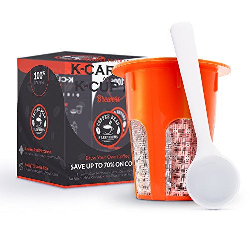 Reusable Carafe Filter - For 2.0 Keurig K Cup Coffee Maker - 1 Pod plus a FREE BONUS Scoop- Makes 4-5 Cups- By Coffee Bean N Leaf Brews