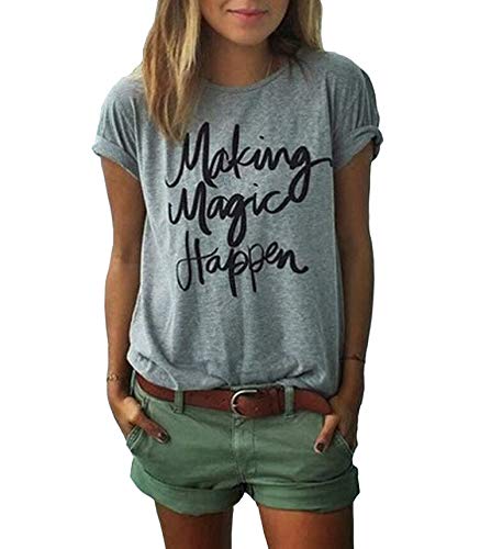 ZAWAPEMIA Womens Letter Printed Pullover Casual Tees T-Shirt