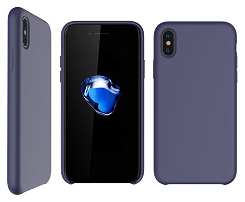 Bear Motion for iPhone X/XS Case - Premium Shockproof Impact Resistant Back Cover Case for iPhone X/XS with Premium Liquid Silicon Microfiber Lining (Dark Blue)