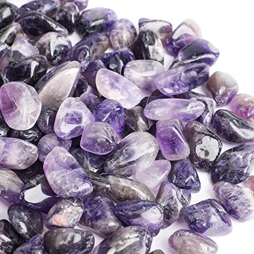 Book Cover Bingcute 1 lb Natural Amethyst Tumbled Chips Stone About 10-15mm Length Each Crushed Healing Crystal Quartz Pieces (Purple)