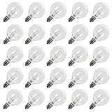 Clear Globe G40 Replacement Bulbs E12 Screw Base Light Bulbs 5W Globe Bulbs 1.5-Inch String Light Replacement Bulbs for Indoor Outdoor Patio Decor,Pack of 25