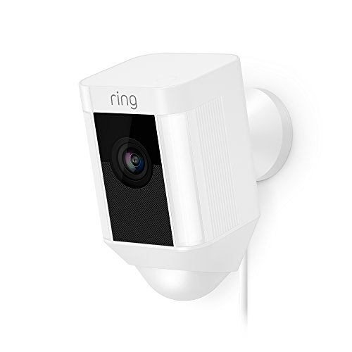 Book Cover Ring Spotlight Cam Wired: Plugged-in HD security camera with built-in spotlights, two-way talk and a siren alarm, White, Works with Alexa