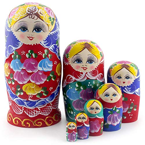 Book Cover Starxing Russian Nesting Dolls Matryoshka Wood Stacking Nested Set 7 Pieces Handmade Toys for Children Kids Christmas Mother's Day Birthday Home Room Decoration Halloween Wishing Gift
