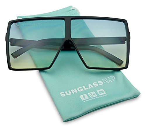 Big XL Large Oversized Super Flat Top Square Two Tone Color Fashion Sunglasses