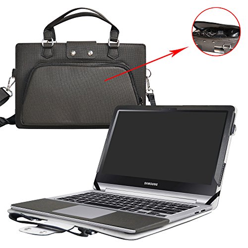 Notebook 7 Spin 13 Case,2 in 1 Accurately Designed Protective PU Leather Cover + Portable Carrying Bag for 13.3" Samsung Notebook 7 Spin 13 Laptop,Black