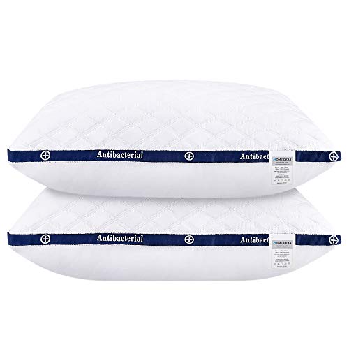 Book Cover HOMEIDEAS Luxury Plush Gel Fiber Pillows, 100% Cotton Hotel Down-Alternative Pillows, Good for Side and Back Sleeper (2 Pack, Full)