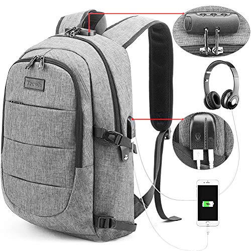 Travel Laptop Backpack Water Resistant Anti-Theft Bag with USB Charging Port and Lock 14/15.6 Inch Computer Business Backpacks for Women Men College School Student Gift,Bookbag Casual Hiking Daypack
