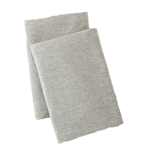 Book Cover Jersey Knit Pillowcase. All Season, Soft, Cozy Cases. T-Shirt Jersey Cotton Standard Pillow Case Set. Heather Cotton Jersey Case Set. (Standard Pillowcases, Light Grey)