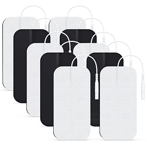 AUVON TENS Unit Pads 2X4 8 Pcs, 3rd Gen Latex-Free Rectangular Replacement Pads Electrode Patches with Upgraded Self-Stick Performance for Electrotherapy