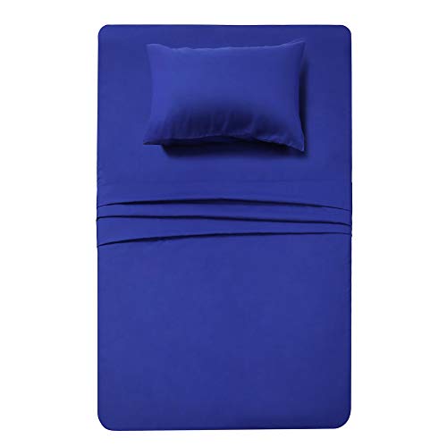 Book Cover 3 Piece Bed Sheet Set (Twin,Royal Blue) 1 Flat Sheet,1 Fitted Sheet and 1 Pillow Cases,Super Soft Brushed Microfiber 1800 Luxury Bedding,Deep Pockets &Wrinkle,Fade Resistant by Best Season