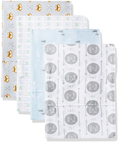 Book Cover Luvable Friends Baby Layered Flannel Burp Cloth, Wild/Free 4pk, One Size (Pack of 4)