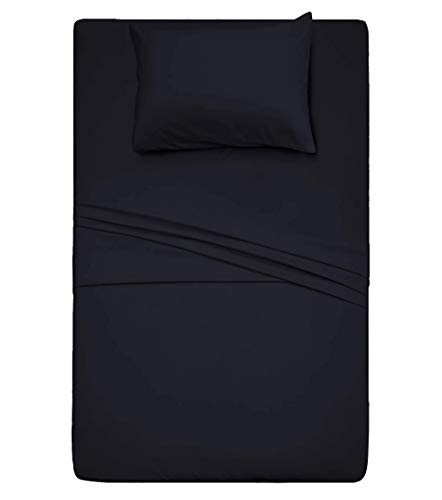 Book Cover Twin Size Sheet Set - 3 Piece Set (Twin,Black),100% Super Soft Brushed Microfiber 1800 Luxury Bedding,Deep Pockets &Wrinkle,Fade Resistant