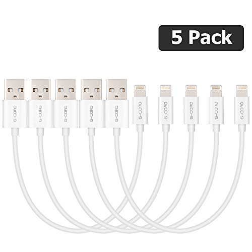 Book Cover G-Cord Apple MFI Certified Short Lightning to USB Charging and Sync Cable (5 Pack, 7 Inch)