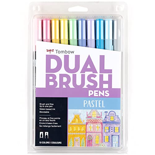 Book Cover Tombow 56187 Dual Brush Pen Art Markers, Pastel, 10-Pack. Blendable, Brush and Fine Tip Markers
