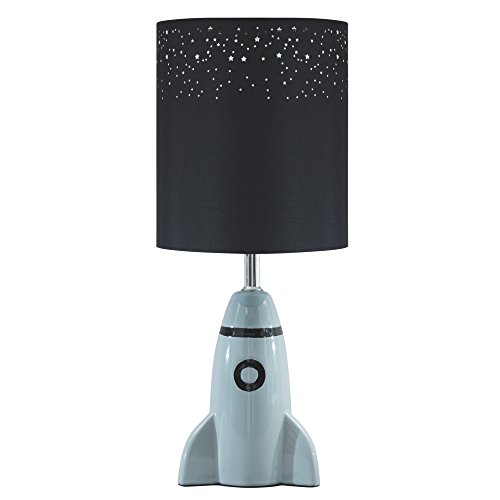 Book Cover Signature Design by Ashley Cale Childrens Table Lamp with Rocket Base, 18.75
