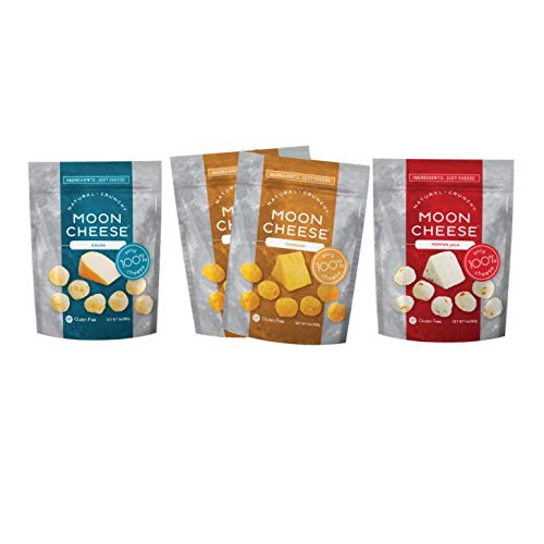 Book Cover Moon Cheese - 100% Natural Cheese Snack - Variety (2 Cheddar, Gouda, Pepper Jack) 2 oz - 4 pack