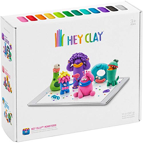 Book Cover Hey Clay Monsters - Colorful Kids Modeling Air-Dry Clay, 18 Cans with Fun Interactive App