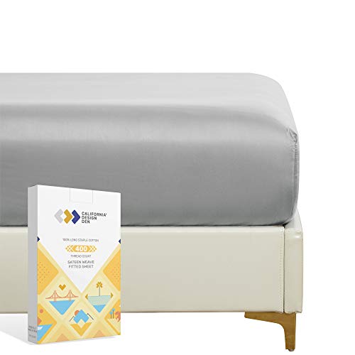 Book Cover Twin XL Cotton Fitted Sheet, Soft, 100% Cotton, 400 Sateen, No Pop-Off Elastic, Deep Pocket, Durable Fitted Sheet for Kids & Adults with Head & Foot Tags (Twin XL, Light Gray)
