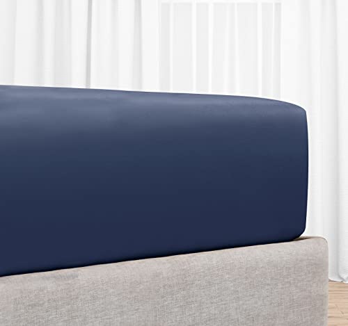 Soft Fitted Sheet Full Cotton 100% Cotton 400 Thread Count, No Pop-Off Elastic, Deep Pocket, Durable Sateen Weave Sheet with Head & Foot Tags (Full, Indigo Navy Blue)