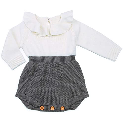Urkutoba Baby Girls Knitted Romper Ruffle Long Sleeve Sweater Knit Jumpsuit Newborn Girl Clothes Fall Winter Outfit