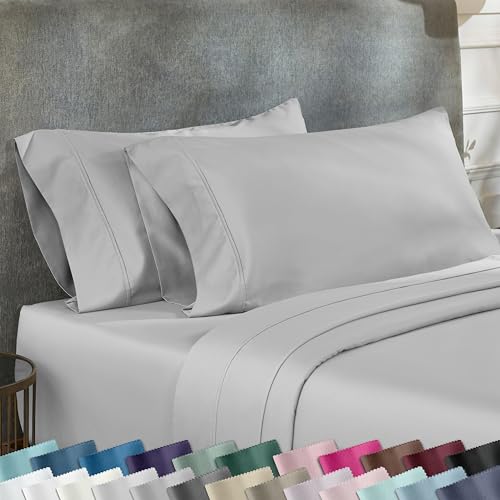 California Design Den 400 Thread Count 100% Cotton Pillowcase, Light Grey King Pillowcase Set of 2, Long - Staple Combed Pure Natural Cotton Pillowcase, Soft & Silky Sateen Weave