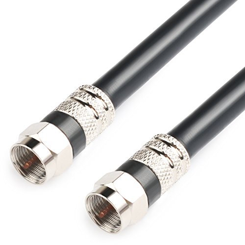 Postta Digital Coaxial Cable(6 Feet) Quad Shielded Black RG6 Cable with F-Male Connectors