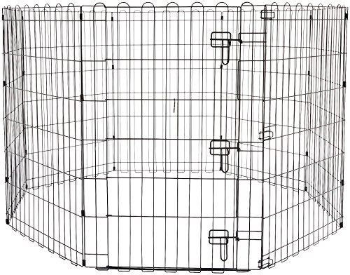 Amazon Basics Foldable Metal Pet Dog Exercise Fence Pen With Gate - 36 Inches (91 cm)