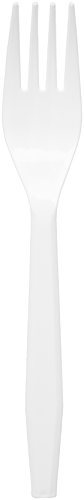 Book Cover AmazonBasics Light-Weight Plastic Forks, White, 1000-Count