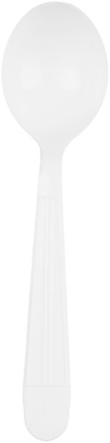 Amazon Basics Plastic Cutlery Soup Spoon, Heavy Weight, White, 1000 Soup Spoons