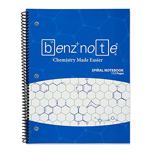 BENZNOTE, Spiral Notebook, for Organic and Bio Chemistry, 8-1/2" x 11", Hexagonal Graph Rule, Green Lined, 3-Hole Punched, Perforated Edges, 112 Pages