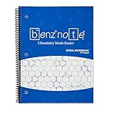 BENZNOTE, Spiral Notebook, for Organic and Biochemistry, 8-1/2" x 11", Hexagonal Graph Rule, Green Lined, 3-Hole Punched, Perforated Edges, 112 Pages