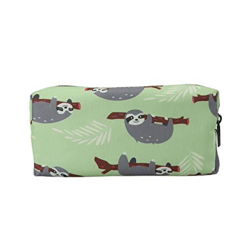 Book Cover LParkin Sloth Students Super Large Capacity Canvas Pencil Case Pen Bag Pouch Stationary Case Makeup Cosmetic Bag (Blue)