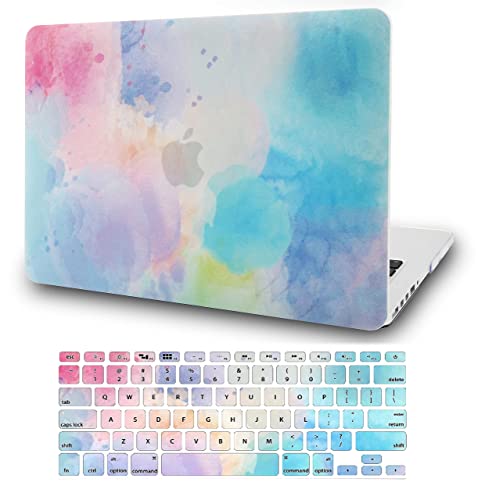 KECC Laptop Case for MacBook Air 13" w/ Keyboard Cover Plastic Hard Shell Case A1466/A1369 2 in 1 Bundle (Rainbow Mist 2)