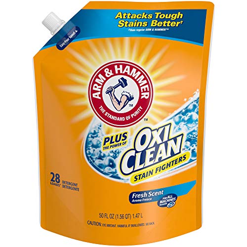 Arm & Hammer Plus OxiClean, 84 Loads Total Laundry Detergent Easy-Pour Pouches, 3 pack, 50 Fl oz each