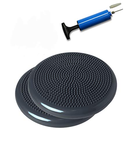 SueSport 2 Pack Air Inflated Stability Wobble Cushion, Balance Disc, Twist Massage, 14 Inch, Black