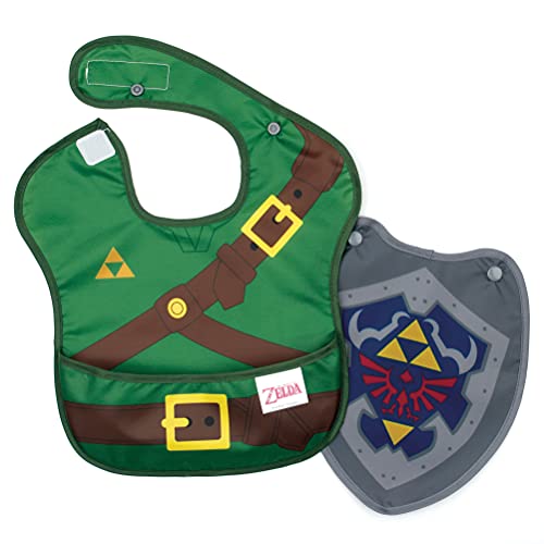 Bumkins Nintendo Zelda SuperBib, Baby Bib, With Cape Waterproof, Washable, Stain and Odor Resistant, 6-24 Months